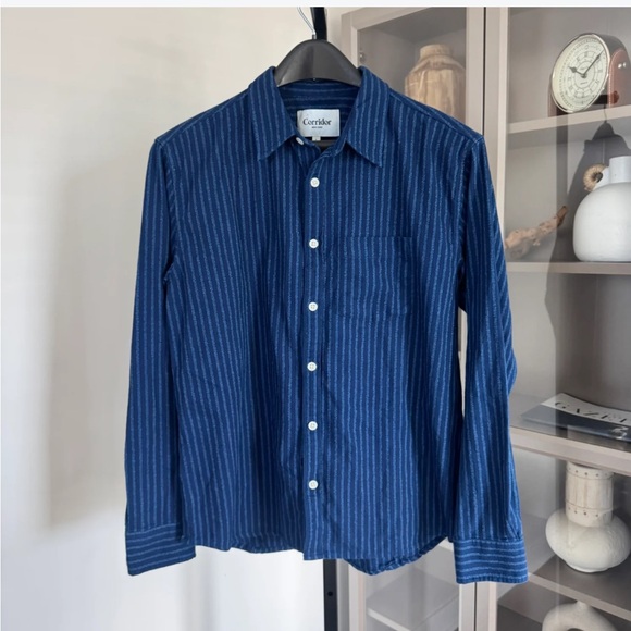Corridor Other - Corridor New York Shirt - blue striped 100 % cotton long sleeve button up